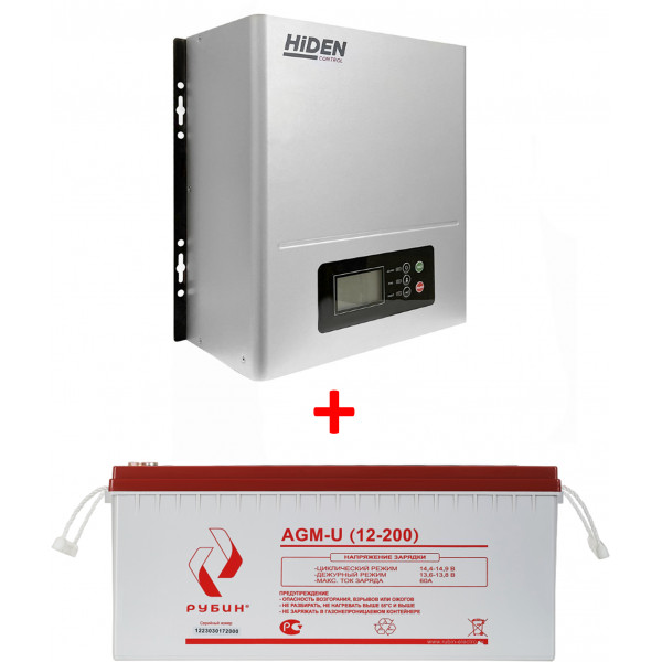 ИБП Hiden Control HPS20-0612N (12в 600Вт) Настенный + Аккумуляторная батарея Рубин AGM-U 12-200