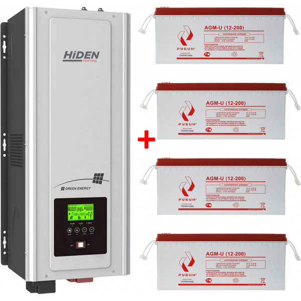 ИБП Hiden Control HPS30-5048 (48в 5000Вт) + Аккумуляторная батарея Рубин AGM-U 12-200 x4